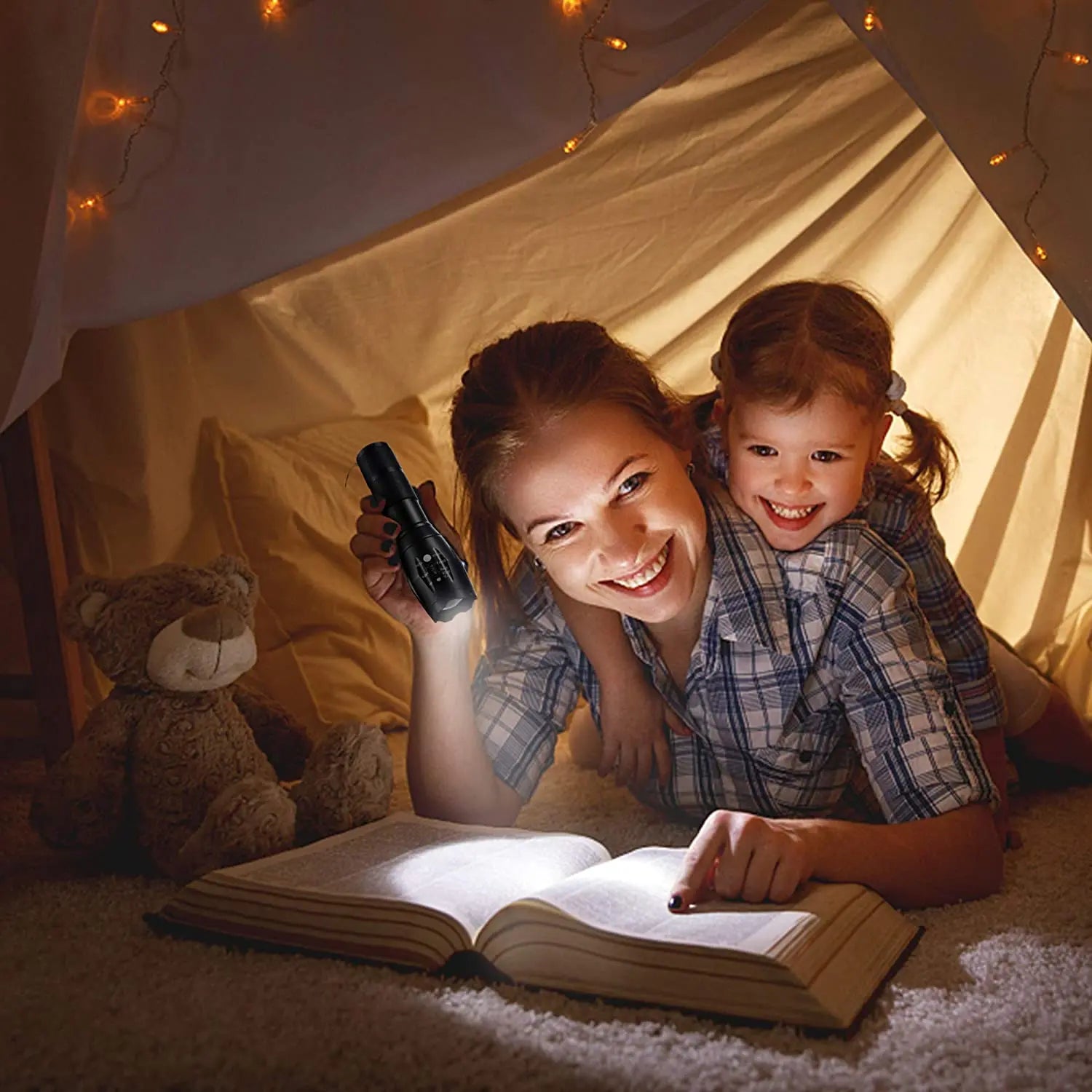 Powerful LED Flashlight Aluminum Alloy Portable Torch USB ReChargeable Outdoor Camping Tactical Flash Light - silverfoxgoods